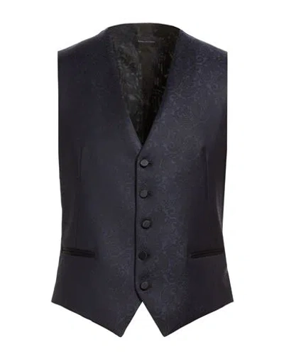 Tagliatore Man Tailored Vest Midnight Blue Size 40 Virgin Wool, Elastane