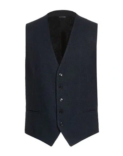 Tagliatore Man Tailored Vest Midnight Blue Size 42 Linen, Cotton, Polyamide