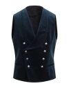 Tagliatore Man Tailored Vest Navy Size 38 Cotton, Elastane In Blue