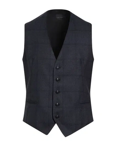 Tagliatore Man Tailored Vest Navy Size 38 Virgin Wool In Blue