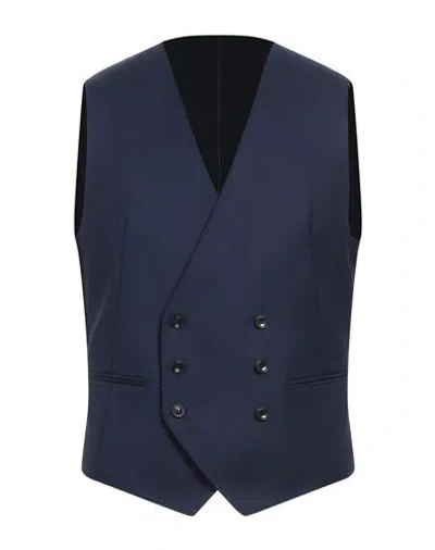 Tagliatore Man Tailored Vest Navy Size 40 Virgin Wool, Silk