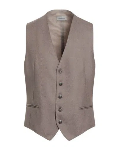 Tagliatore Man Tailored Vest Taupe Size 42 Virgin Wool In Gray