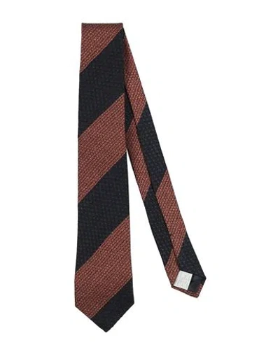 Tagliatore Man Ties & Bow Ties Tan Size - Cotton, Silk, Wool In Brown