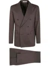 Tagliatore Double-breasted Suit Trousers Structured Shoulders In Brown