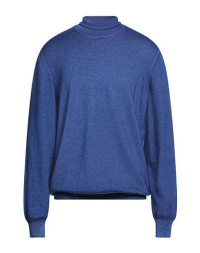 Tagliatore Man Turtleneck Blue Size 46 Virgin Wool