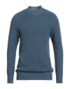 Tagliatore Man Turtleneck Slate Blue Size 40 Virgin Wool In Blue