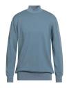 Tagliatore Man Turtleneck Slate Blue Size 42 Wool, Cotton