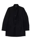 Tagliatore Mandarin-collar Button Coat In Blue