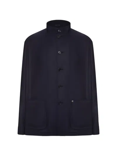 Tagliatore Mandarin-collar Wool Military Jacket In Animal Print