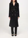 Tagliatore Waist Belted Long Length Jacket In Schwarz