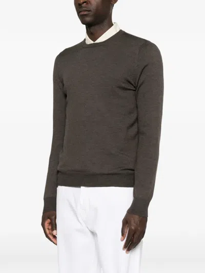 Tagliatore Marley Crew-neck Long-sleeve Sweater In Brown