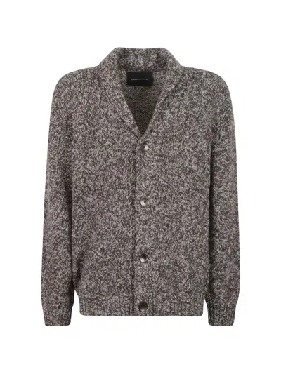 Tagliatore Marl-knit Shawl-collar Cardigan In Brown