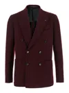 Tagliatore Maroon Logo Solid Blazer In Burgundy