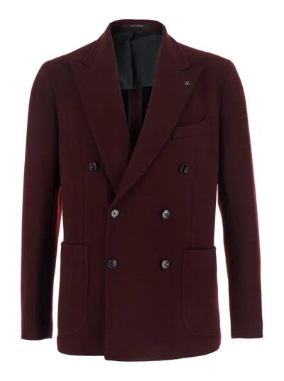 TAGLIATORE MAROON LOGO SOLID BLAZER