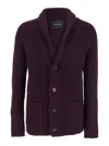 Tagliatore Bordeaux Knit Cardigan With V Neck In Brown