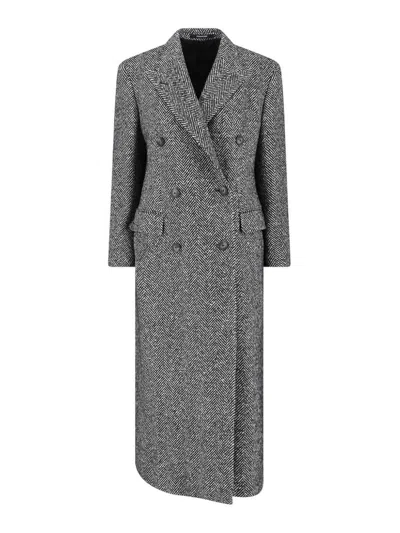 Tagliatore Maxi Coat In Virgin Wool Blend In Black