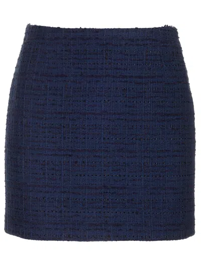 Tagliatore May Mini Skirt In Blue Tweed In Black