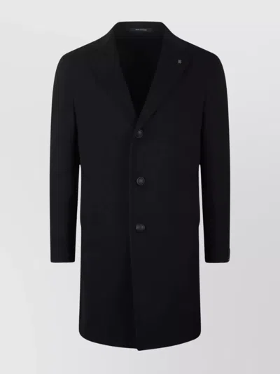 Tagliatore Medium Wool Cashmere Blend Coat Bruce In Black