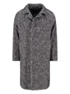 Tagliatore Multicolour Herringbone Coat With Structured Collar And Belted Waist In Gray