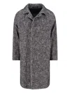 Tagliatore Multicolour Herringbone Coat With Structured Collar And Belted Waist In Gray