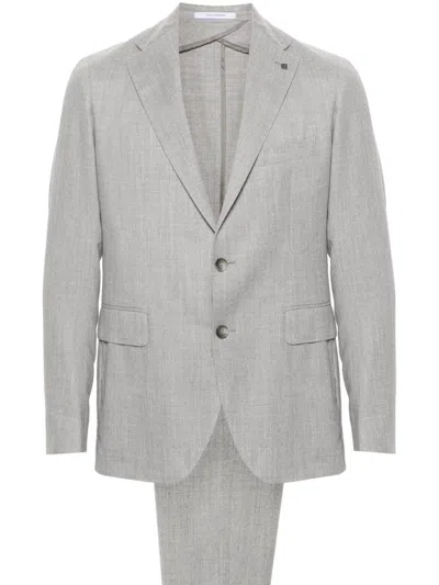 Tagliatore Single-breasted Virgin Wool Suit In Gray