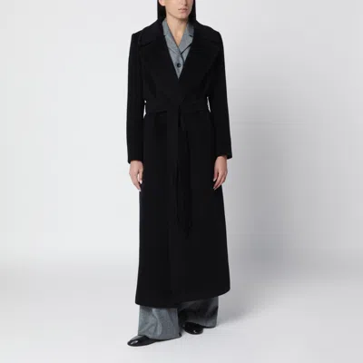 Tagliatore Melody Virgin Wool Maxi Coat With Removable Belt And Central Vent In Black