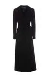 Tagliatore Virgin Wool Blend Belted Midi Coat In Black