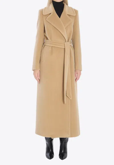 Tagliatore Melody Wool Fleece Long Coat In Brown