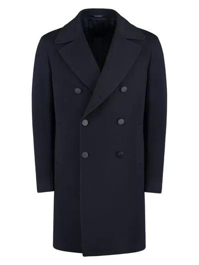 TAGLIATORE MEN'S ARDEN DOUBLE-BREASTED VIRGIN WOOL COAT