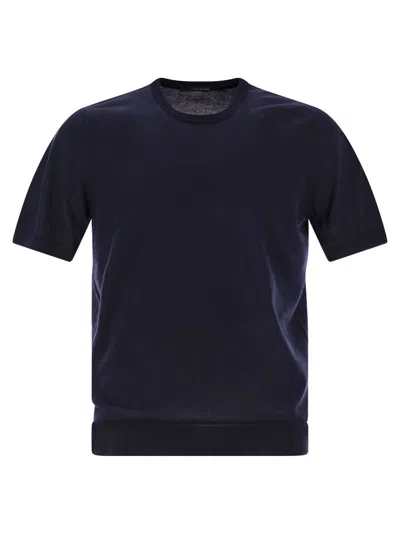 Tagliatore Basic Short-sleeved Cotton T-shirt In Blue