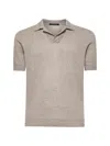 Tagliatore Men Beige Linen And Cotton Knit Polo Shirt In Neutral