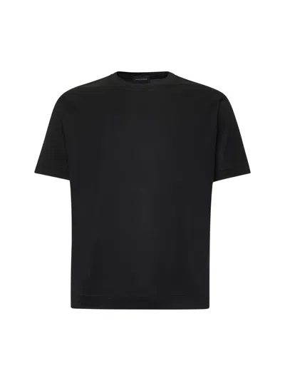 Tagliatore Men Black Cotton Jersey Crewneck T-shirt