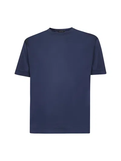 Tagliatore Men Blue Cotton Jersey Crewneck T-shirt