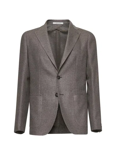 Tagliatore Men Brown Silk And Wool Montecarlo Blazer In Gray