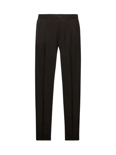 Tagliatore Men Brown Virgin Wool Pleated Trousers In Black