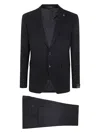 Tagliatore Button Long-sleeved Suit Coat And Trousers Set In Black