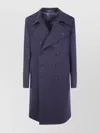 Tagliatore Long Sleeve Coat With Notched Lapels And Pockets In Blue