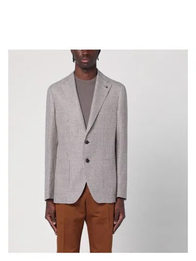TAGLIATORE MEN'S DOUBLE-BREASTED JACKET WITH VICHY PATTERN