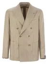 Tagliatore Double Breasted Silk Jacket In Green