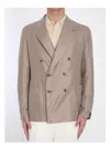 Tagliatore Double-breasted Silk Jacket In Beige