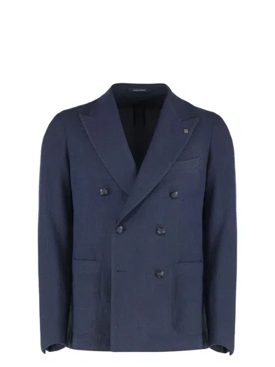 TAGLIATORE MEN'S DOUBLE-BREASTED VIRGIN WOOL BLEND JACKET