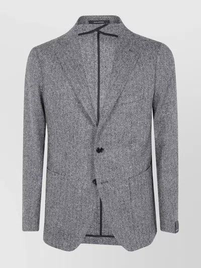 TAGLIATORE MEN'S HERRINGBONE NOTCH LAPEL SINGLE-BREASTED JACKET