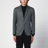 Tagliatore Grey Single-breasted Jacket Herringbone Pattern In Green