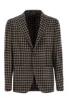 Tagliatore Men's Houndstooth Virgin Wool Blend Jacket In Black,beige