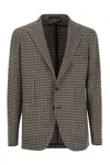 Tagliatore Men's Houndstooth Virgin Wool Blend Jacket In Black,beige