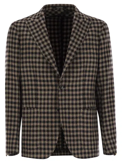Tagliatore Men's Houndstooth Virgin Wool Blend Jacket In Black