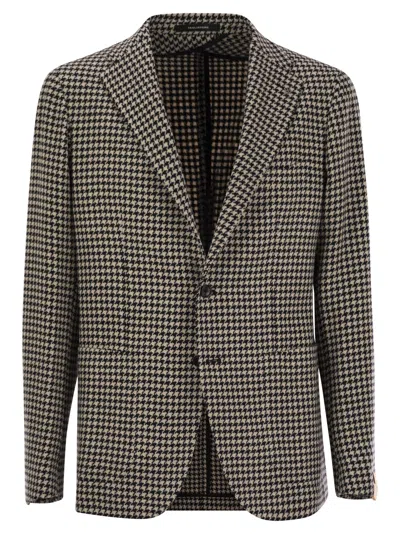 Tagliatore Men's Houndstooth Virgin Wool Blend Jacket In Black