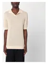 Tagliatore Ivory Perforated Cotton Polo Shirt Men In Beige