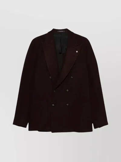 Tagliatore Men's Jacket With Notched Lapels And Pockets In Brown