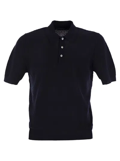 Tagliatore Men Knitted Cotton Polo Shirt In Blue